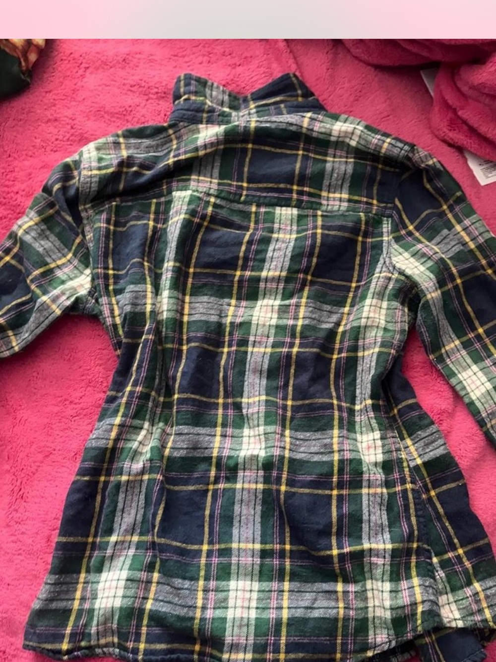 Hollister Navy and Green Plaid Button-Up Shirt - Picture 2 of 2